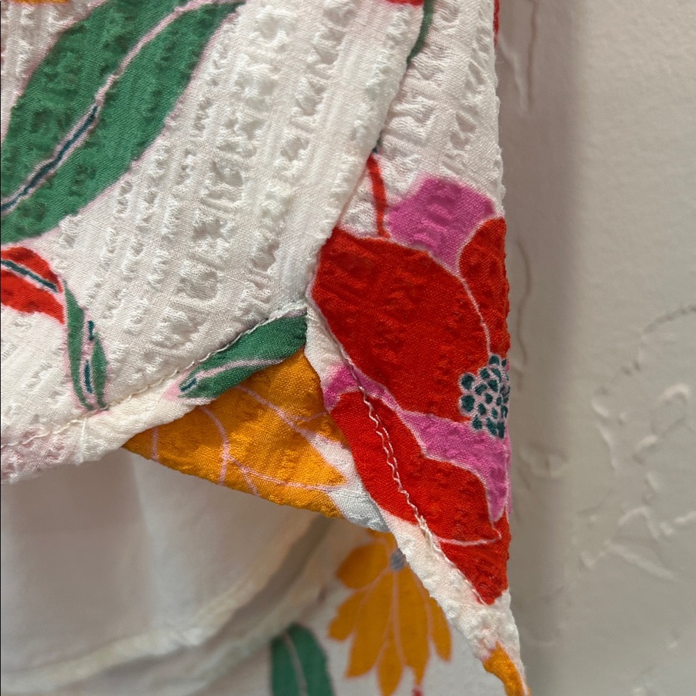 Draper James White Flutter-Sleeve Floral Blouse with Pink & Yellow Blooms - Picture 6 of 7